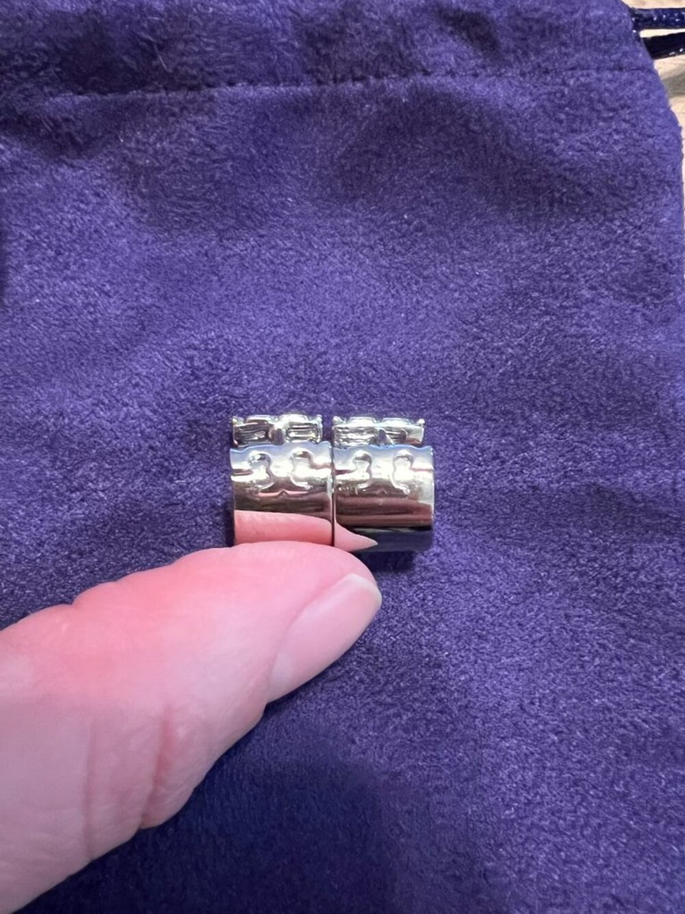 Tory Burch Silver Huggie Earrings